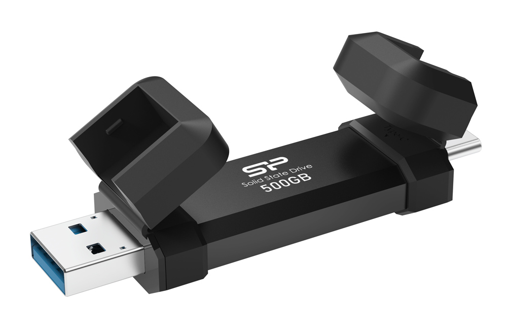 SILICON POWER εξωτερικός SSD DS72, USB/USB-C, 500GB, 1050-850MBps, μαύρο