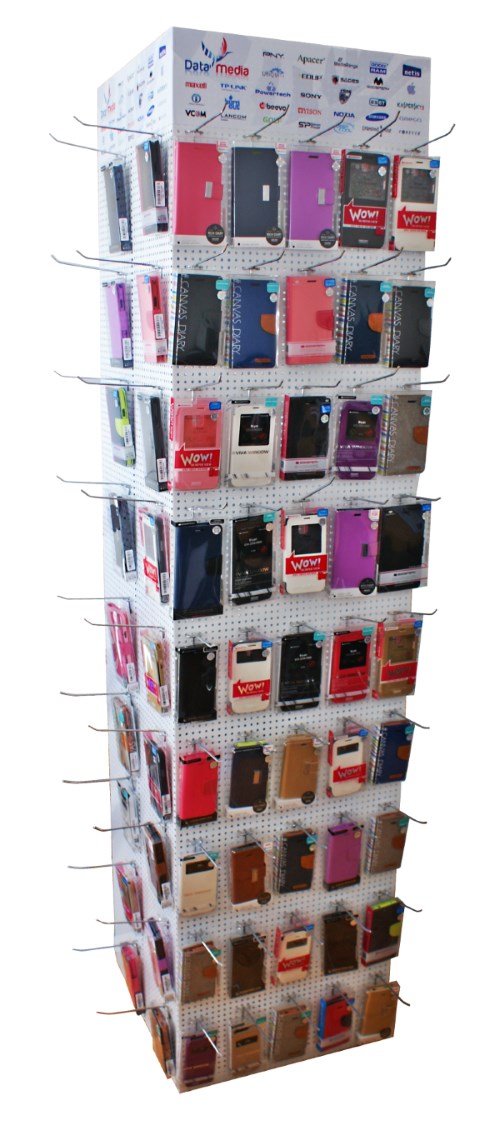Stand διάτρητο STAND-D50, μεταλλικό, 4 όψεων, 50x50x200cm, λευκό